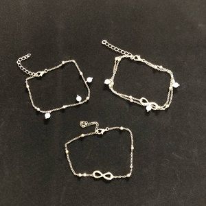 3 Gold Ankle Bracelets - NWOT